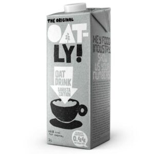 Bebida de aveia Oatly 1L, ideal para cafés e receitas veganas, com sabor suave e nutritivo, perfeita.