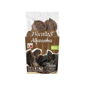 Biscoito de alfarroba orgânica, saudável e saborosa, ideal para snacks nutritivos e veganos.
