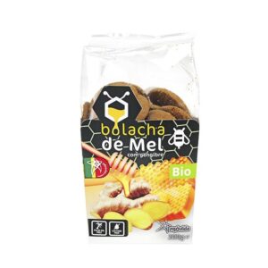 Bolachas de mel com gengibre orgânico, sabor intenso e ingredientes naturais, ideal para um lanche s.