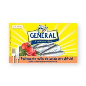 Sardinha em tomate picante, conserva de alta qualidade, ideal para refeições rápidas e saborosas.