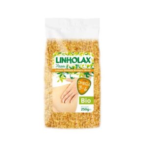 Sementes de linhaça dourada moída bio, ideal para uma alimentação saudável e nutritiva.