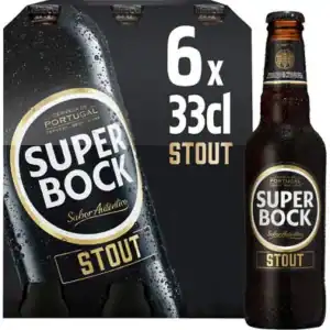 Cerveja Super Bock Stout em pack de 6 garrafas de 33cl, ideal para os amantes de cerveja escura e sa.