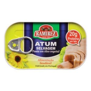 Atum selvagem em óleo vegetal Ramirez, produto saudável e rico em proteínas, ideal para uma alimenta.