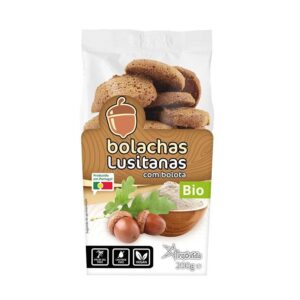 Bolachas Lusitanas com bolota, sabor tradicional e natural, ideal para snacks saudáveis e nutritivos.